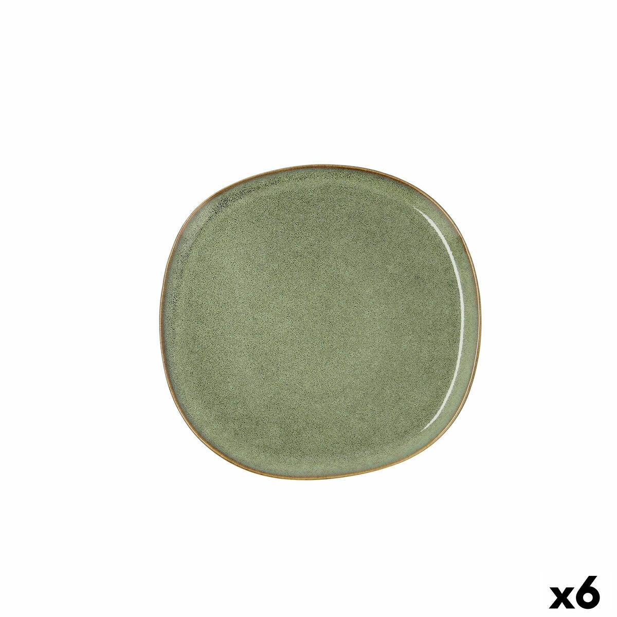Platt skål Bidasoa Ikonic Grön Keramik 20,2 x 19,7 cm (6 antal) (Pack 6x)-3