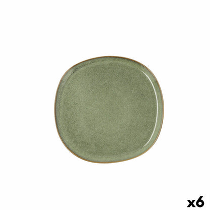 Platt skål Bidasoa Ikonic Grön Keramik 20,2 x 19,7 cm (6 antal) (Pack 6x)-3