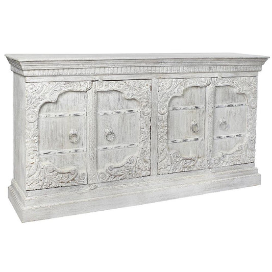 Dientafel DKD Home Decor Wit Metaal Mangohout 190 x 43 x 100 cm-0