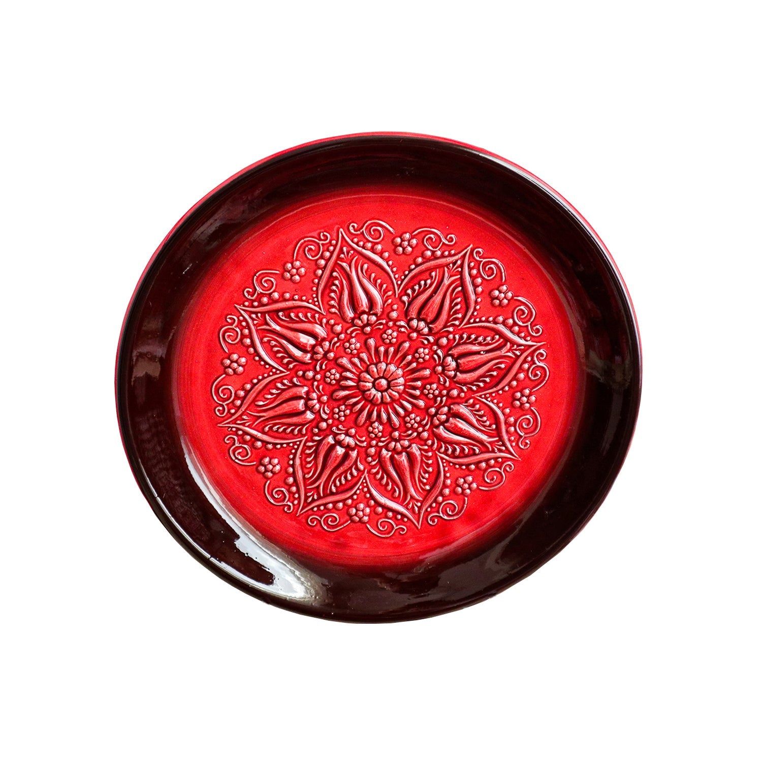 Handmade Ceramic Bowls Set of 1+7 Windmill Red 33cm-1