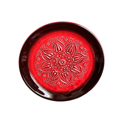 Handmade Ceramic Bowls Set of 1+7 Windmill Red 33cm-1