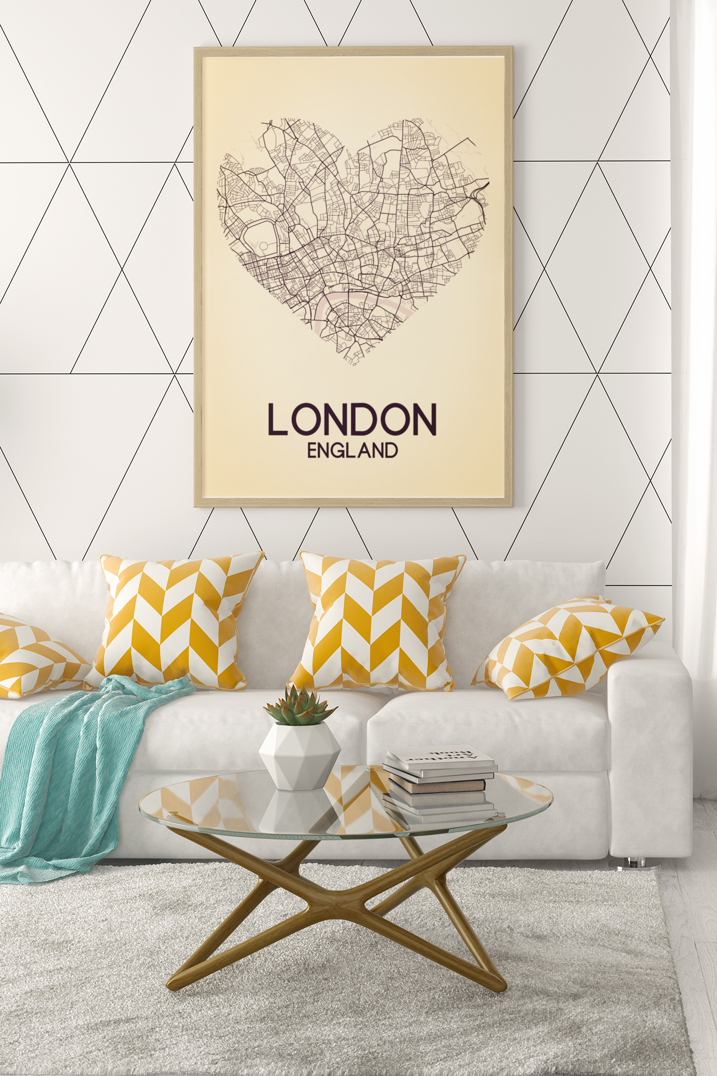 Love Heart Map Any City & Country Personalised 2022 Wall Decor Print with 10 New Styles-1