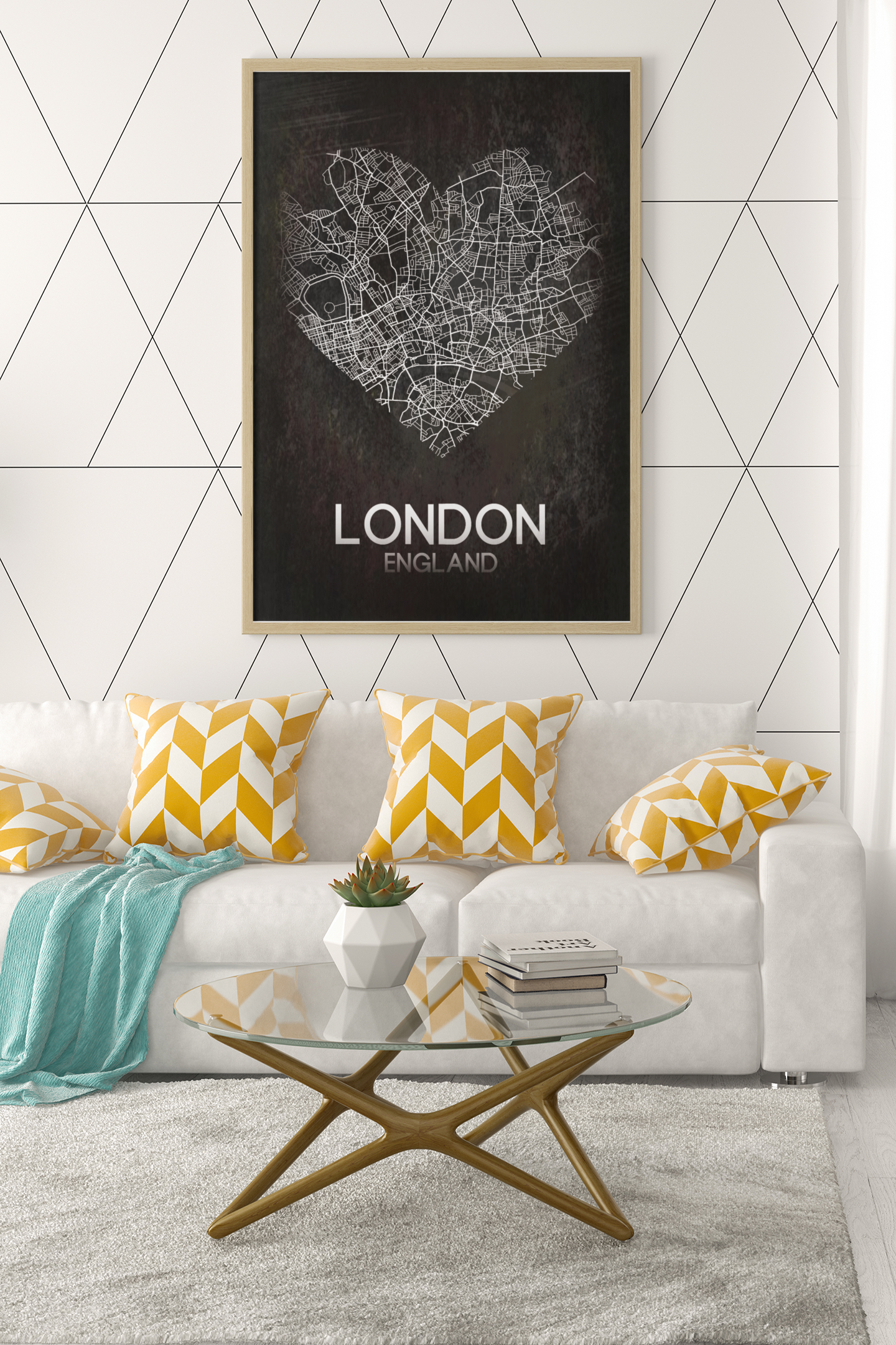 Love Heart Map Any City & Country Personalised 2022 Wall Decor Print with 10 New Styles-7